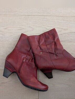 PIKOLINOS Burgundy 'Arcilla' Leather Ankle Booties